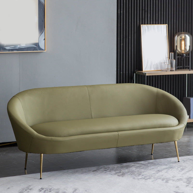 Faux Leather Sofa Mid Century Modern 30.31" High Curved Sofa Army Green Clearhalo 'furn' 'furn_sofas' 'Furniture' 'furniture_sofas' 'kitchen' 'kitchen_sofas' 'Living Room Furniture' 'Sofa' 'sofas' 4657422