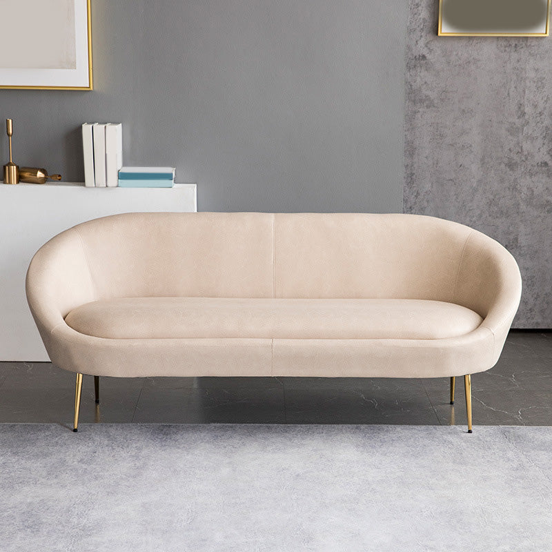 Faux Leather Sofa Mid Century Modern 30.31" High Curved Sofa Cream Clearhalo 'furn' 'furn_sofas' 'Furniture' 'furniture_sofas' 'kitchen' 'kitchen_sofas' 'Living Room Furniture' 'Sofa' 'sofas' 4657425