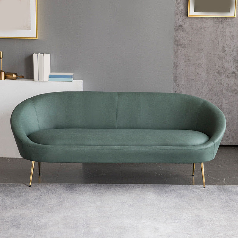 Faux Leather Sofa Mid Century Modern 30.31" High Curved Sofa Blackish Green Clearhalo 'furn' 'furn_sofas' 'Furniture' 'furniture_sofas' 'kitchen' 'kitchen_sofas' 'Living Room Furniture' 'Sofa' 'sofas' 4657427