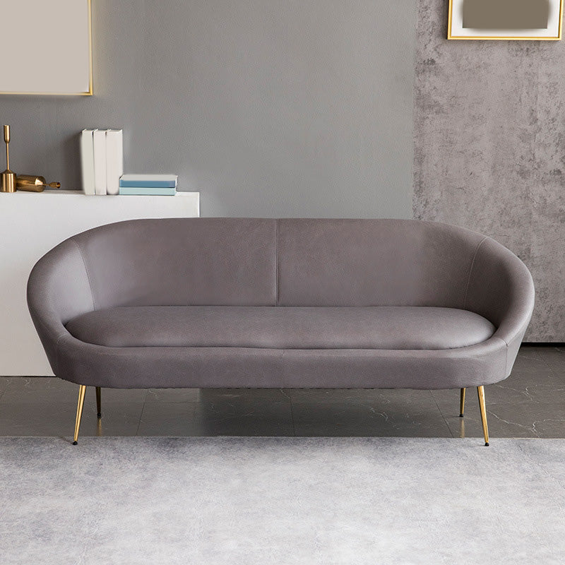 Faux Leather Sofa Mid Century Modern 30.31" High Curved Sofa Grey Clearhalo 'furn' 'furn_sofas' 'Furniture' 'furniture_sofas' 'kitchen' 'kitchen_sofas' 'Living Room Furniture' 'Sofa' 'sofas' 4657432