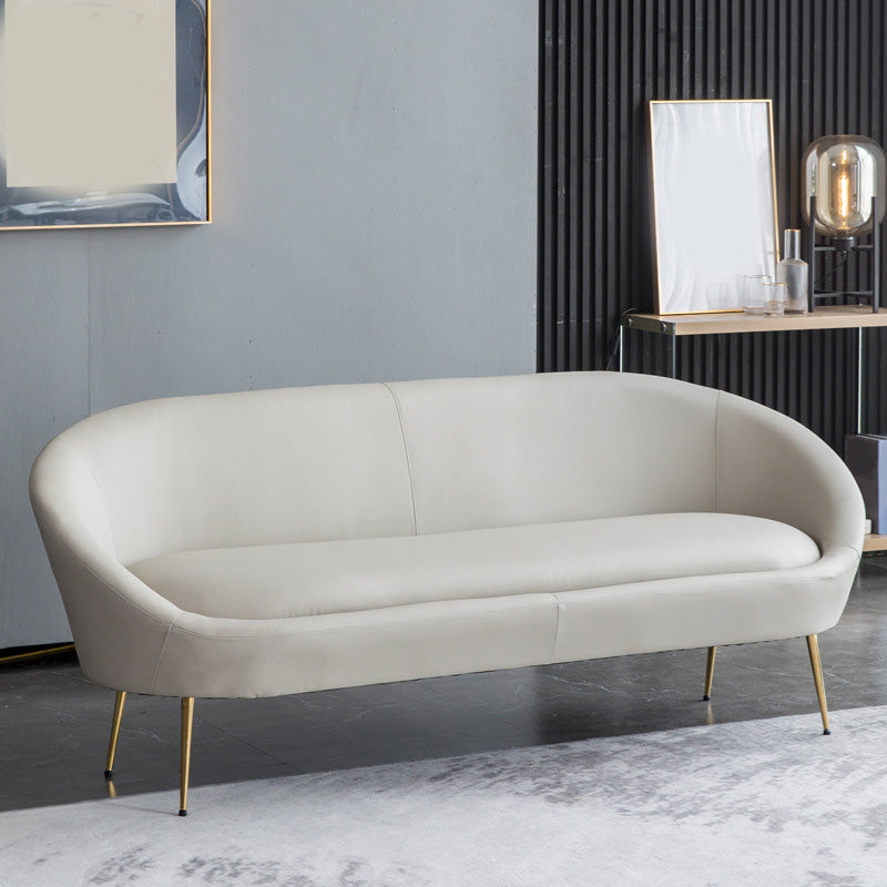 Faux Leather Sofa Mid Century Modern 30.31" High Curved Sofa Off-White Clearhalo 'furn' 'furn_sofas' 'Furniture' 'furniture_sofas' 'kitchen' 'kitchen_sofas' 'Living Room Furniture' 'Sofa' 'sofas' 4657433