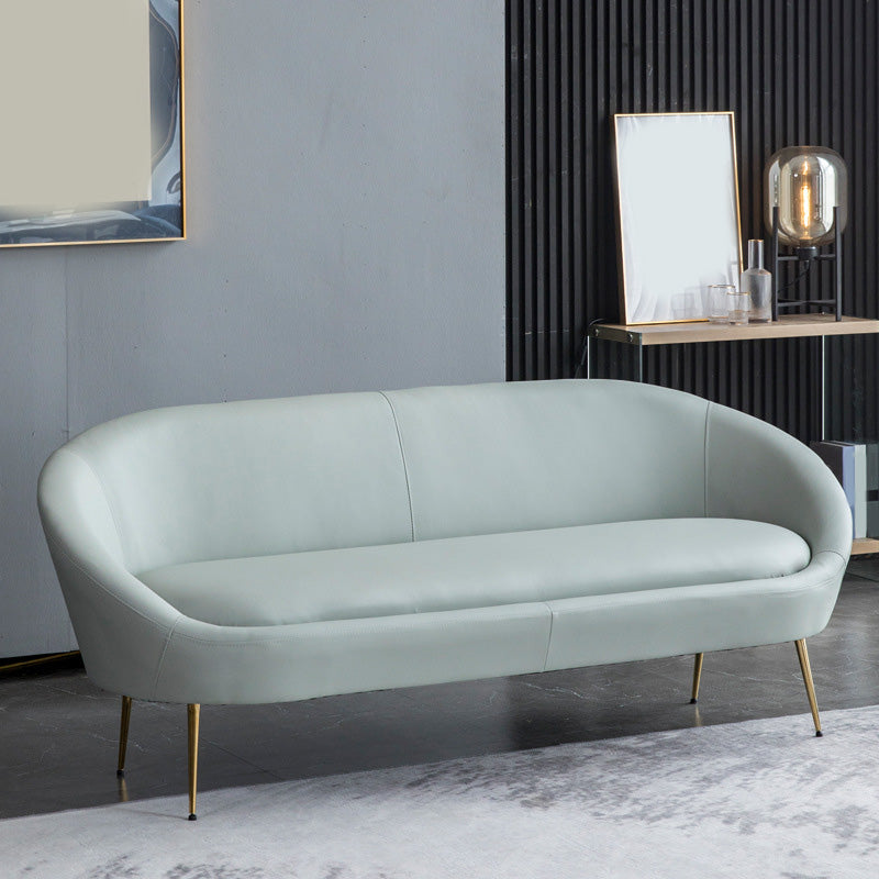 Faux Leather Sofa Mid Century Modern 30.31" High Curved Sofa Light Gray-White Clearhalo 'furn' 'furn_sofas' 'Furniture' 'furniture_sofas' 'kitchen' 'kitchen_sofas' 'Living Room Furniture' 'Sofa' 'sofas' 4657434