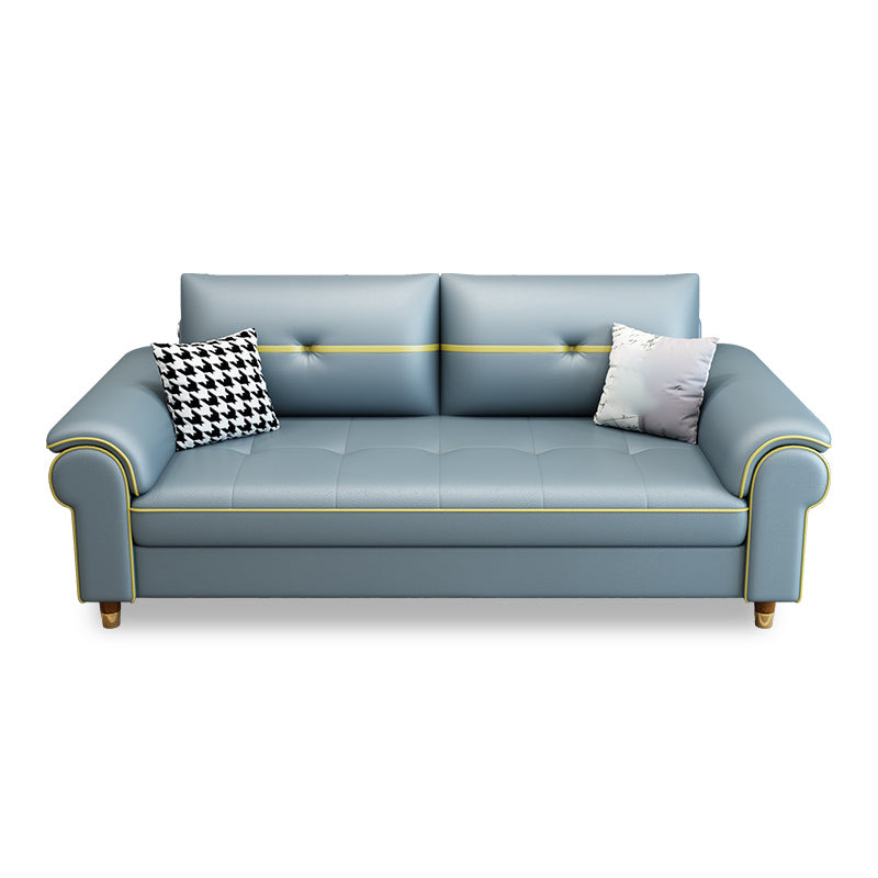 Faux Leather Modern Sofa 31.49"W Pillow Top Arm Sofa for Living Room 59"L x 31.5"W x 33"H Clearhalo 'furn' 'furn_sofas' 'Furniture' 'furniture_sofas' 'kitchen' 'kitchen_sofas' 'Living Room Furniture' 'Sofa' 'sofas' 4657478