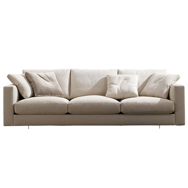 Creamy White Square Arm Contemporary Sofa with Loose Back with Multiple Cushions Clearhalo 'furn' 'furn_sofas' 'Furniture' 'furniture_sofas' 'kitchen' 'kitchen_sofas' 'Living Room Furniture' 'Sofa' 'sofas' 4657510