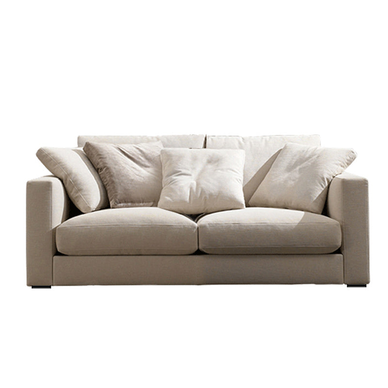 Creamy White Square Arm Contemporary Sofa with Loose Back with Multiple Cushions Clearhalo 'furn' 'furn_sofas' 'Furniture' 'furniture_sofas' 'kitchen' 'kitchen_sofas' 'Living Room Furniture' 'Sofa' 'sofas' 4657511