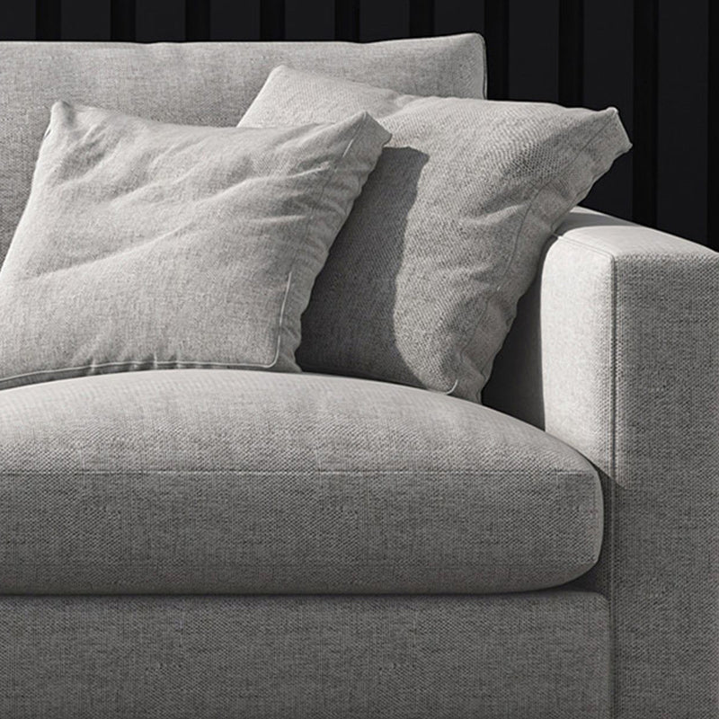 Creamy White Square Arm Contemporary Sofa with Loose Back with Multiple Cushions Clearhalo 'furn' 'furn_sofas' 'Furniture' 'furniture_sofas' 'kitchen' 'kitchen_sofas' 'Living Room Furniture' 'Sofa' 'sofas' 4657514