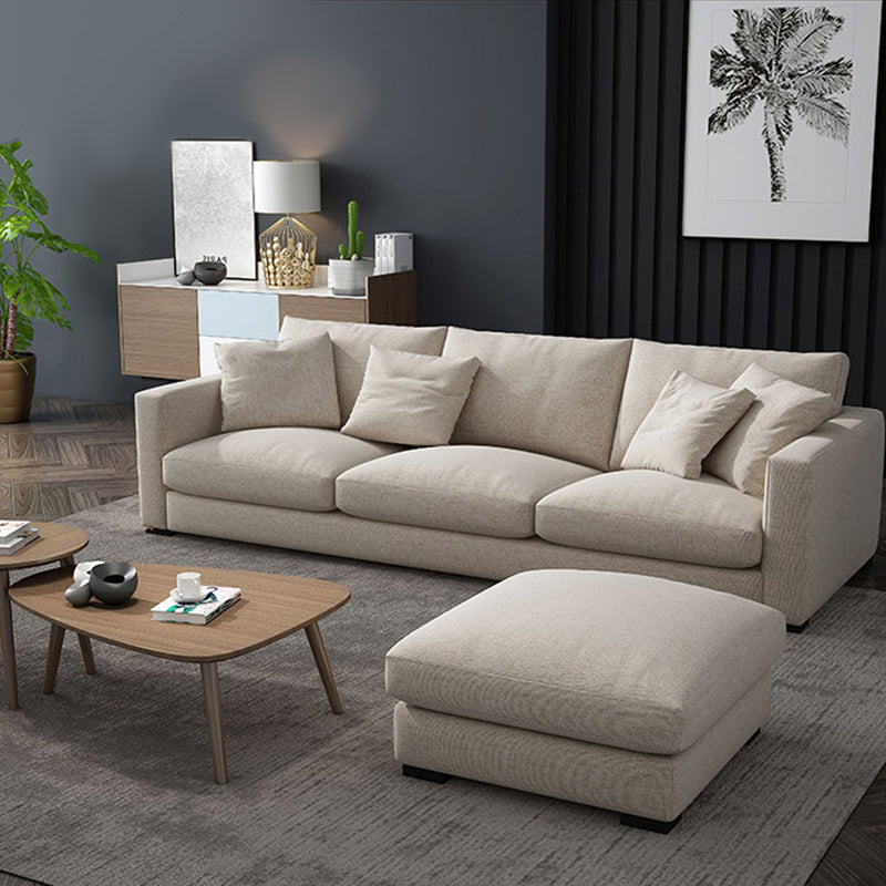 Creamy White Square Arm Contemporary Sofa with Loose Back with Multiple Cushions Clearhalo 'furn' 'furn_sofas' 'Furniture' 'furniture_sofas' 'kitchen' 'kitchen_sofas' 'Living Room Furniture' 'Sofa' 'sofas' 4657515