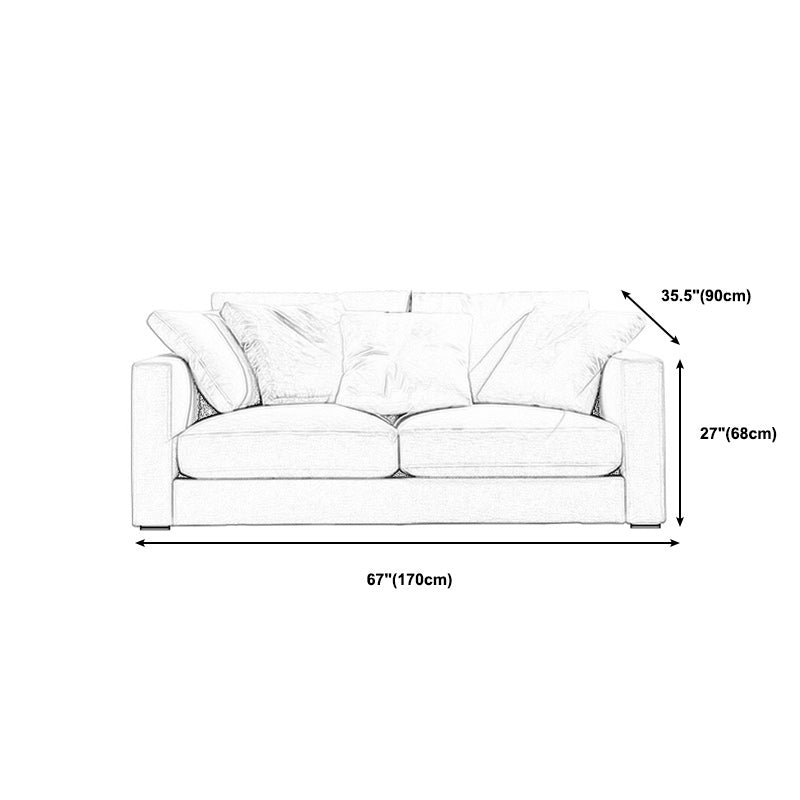 Creamy White Square Arm Contemporary Sofa with Loose Back with Multiple Cushions Clearhalo 'furn' 'furn_sofas' 'Furniture' 'furniture_sofas' 'kitchen' 'kitchen_sofas' 'Living Room Furniture' 'Sofa' 'sofas' 4657519