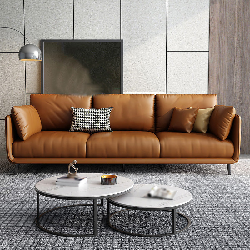 Pillow Armrest Latex Seat Imitation Leather & Leather Upholstered Rectangular Sofa 83"L x 35"W x 34"H Clearhalo 'furn' 'furn_sofas' 'Furniture' 'furniture_sofas' 'kitchen' 'kitchen_sofas' 'Living Room Furniture' 'Sofa' 'sofas' 4657520