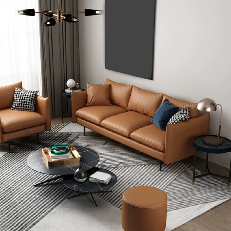 Pillow Armrest Latex Seat Imitation Leather & Leather Upholstered Rectangular Sofa Clearhalo 'furn' 'furn_sofas' 'Furniture' 'furniture_sofas' 'kitchen' 'kitchen_sofas' 'Living Room Furniture' 'Sofa' 'sofas' 4657521