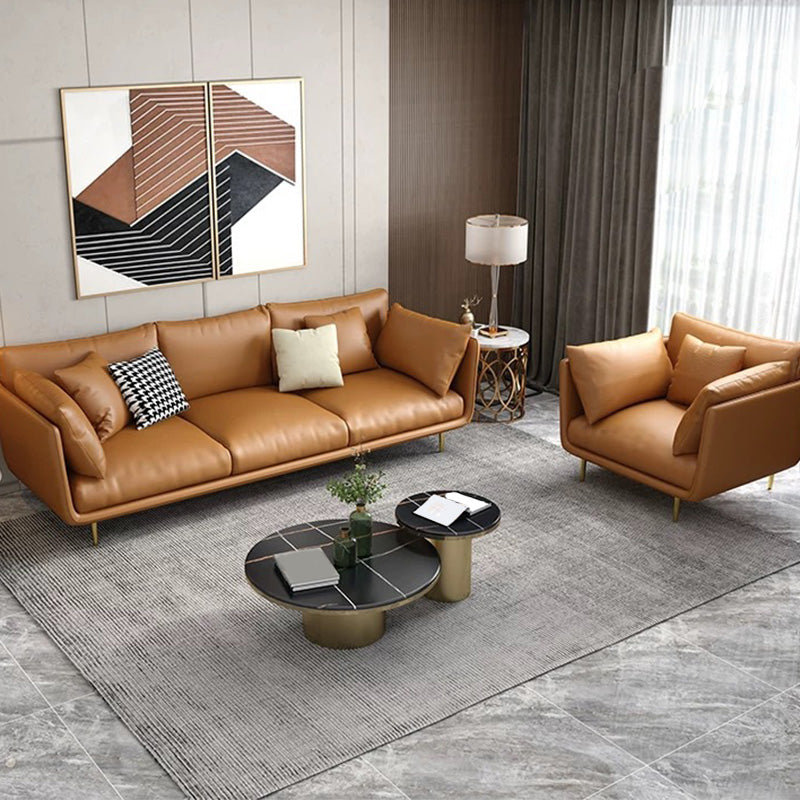 Pillow Armrest Latex Seat Imitation Leather & Leather Upholstered Rectangular Sofa Clearhalo 'furn' 'furn_sofas' 'Furniture' 'furniture_sofas' 'kitchen' 'kitchen_sofas' 'Living Room Furniture' 'Sofa' 'sofas' 4657522