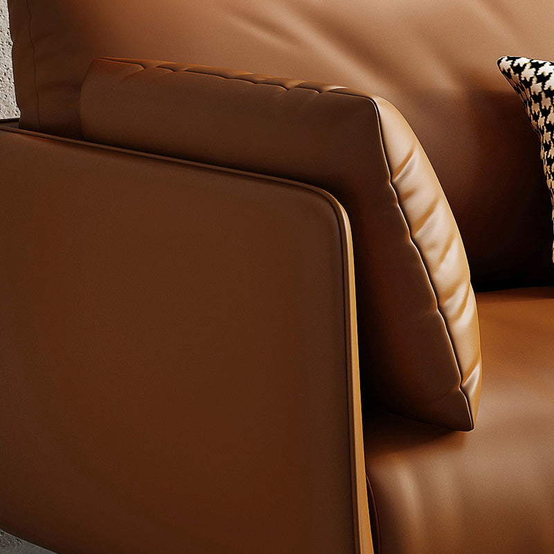 Pillow Armrest Latex Seat Imitation Leather & Leather Upholstered Rectangular Sofa Clearhalo 'furn' 'furn_sofas' 'Furniture' 'furniture_sofas' 'kitchen' 'kitchen_sofas' 'Living Room Furniture' 'Sofa' 'sofas' 4657528