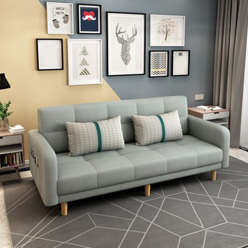 Foldable Biscuit Back Square Arm Modern Sofa with Convertible Sleeper Light Green Clearhalo 'furn' 'furn_sofas' 'Furniture' 'furniture_sofas' 'kitchen' 'kitchen_sofas' 'Living Room Furniture' 'Sofa' 'sofas' 4657536