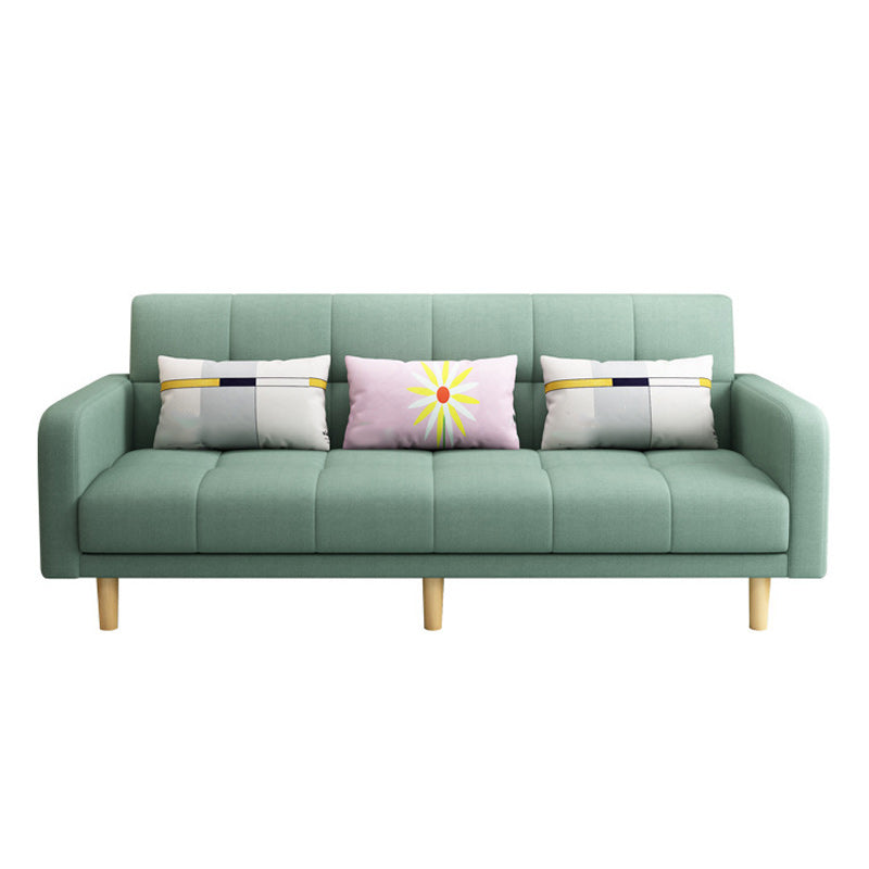 Foldable Biscuit Back Square Arm Modern Sofa with Convertible Sleeper Green Faux Leather Clearhalo 'furn' 'furn_sofas' 'Furniture' 'furniture_sofas' 'kitchen' 'kitchen_sofas' 'Living Room Furniture' 'Sofa' 'sofas' 4657544