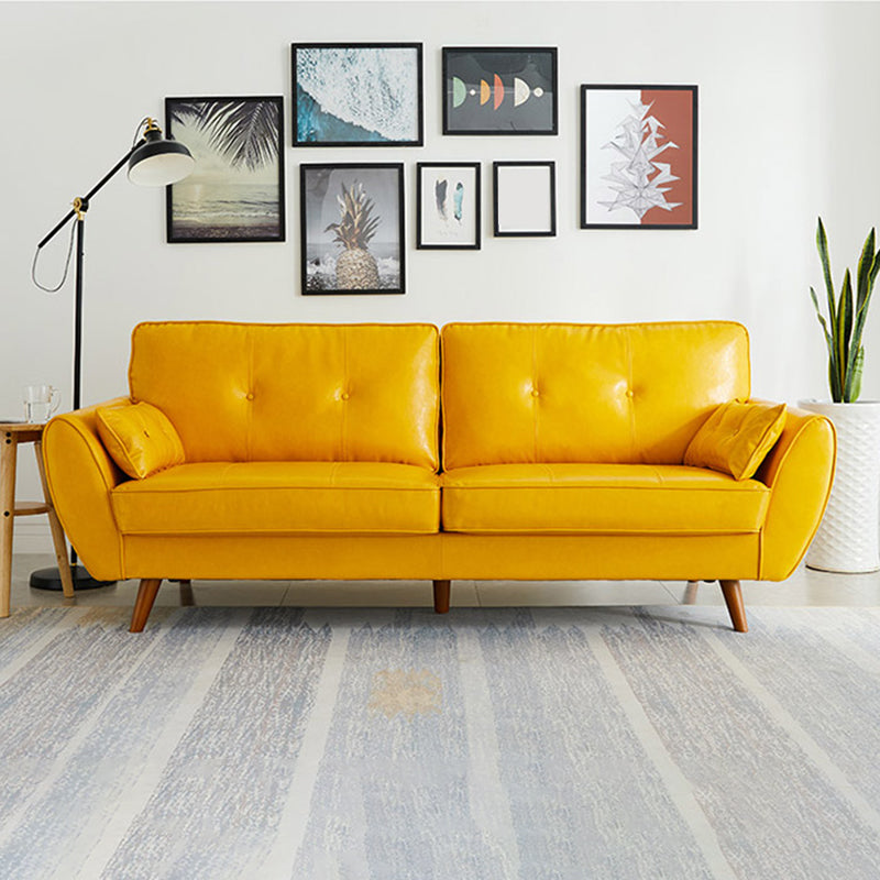 Faux Leather Sofa Flared Arm Button-tufted Loose Back Sofa for Living Room Clearhalo 'furn' 'furn_sofas' 'Furniture' 'furniture_sofas' 'kitchen' 'kitchen_sofas' 'Living Room Furniture' 'Sofa' 'sofas' 4657562