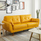 Faux Leather Sofa Flared Arm Button-tufted Loose Back Sofa for Living Room 73"L x 33"W x 33.5"H Yellow Clearhalo 'furn' 'furn_sofas' 'Furniture' 'furniture_sofas' 'kitchen' 'kitchen_sofas' 'Living Room Furniture' 'Sofa' 'sofas' 4657563