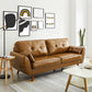 Faux Leather Sofa Flared Arm Button-tufted Loose Back Sofa for Living Room Brown Clearhalo 'furn' 'furn_sofas' 'Furniture' 'furniture_sofas' 'kitchen' 'kitchen_sofas' 'Living Room Furniture' 'Sofa' 'sofas' 4657566