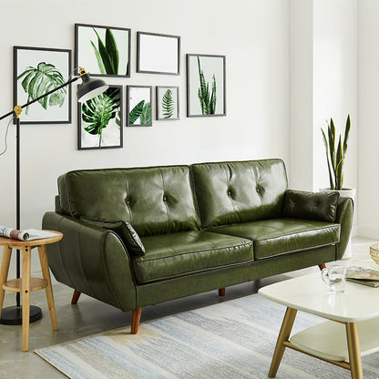 Faux Leather Sofa Flared Arm Button-tufted Loose Back Sofa for Living Room 57"L x 33"W x 33.5"H Green Clearhalo 'furn' 'furn_sofas' 'Furniture' 'furniture_sofas' 'kitchen' 'kitchen_sofas' 'Living Room Furniture' 'Sofa' 'sofas' 4657567