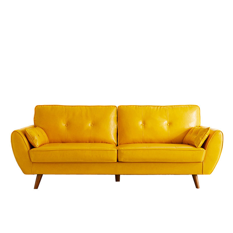 Faux Leather Sofa Flared Arm Button-tufted Loose Back Sofa for Living Room Clearhalo 'furn' 'furn_sofas' 'Furniture' 'furniture_sofas' 'kitchen' 'kitchen_sofas' 'Living Room Furniture' 'Sofa' 'sofas' 4657570