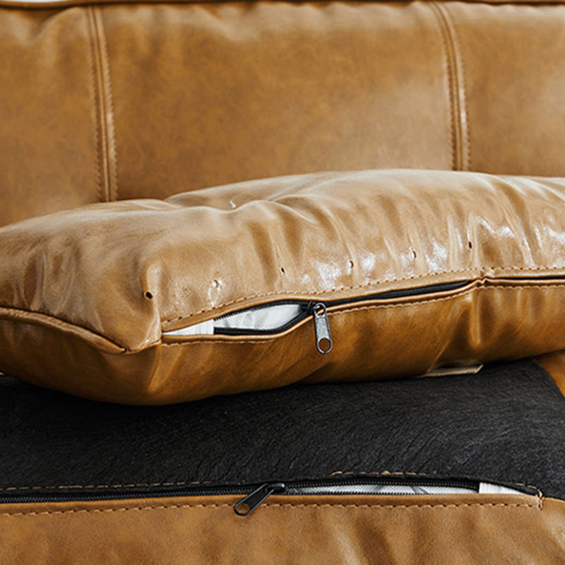 Faux Leather Sofa Flared Arm Button-tufted Loose Back Sofa for Living Room Clearhalo 'furn' 'furn_sofas' 'Furniture' 'furniture_sofas' 'kitchen' 'kitchen_sofas' 'Living Room Furniture' 'Sofa' 'sofas' 4657572