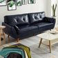 Faux Leather Sofa Flared Arm Button-tufted Loose Back Sofa for Living Room 73"L x 33"W x 33.5"H Dark Blue Clearhalo 'furn' 'furn_sofas' 'Furniture' 'furniture_sofas' 'kitchen' 'kitchen_sofas' 'Living Room Furniture' 'Sofa' 'sofas' 4657574