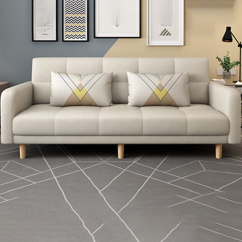 Modern Square Arm Sofa Convertible Wood Legs Biscuit Back Sofa Light Apricot 18.5"H x 55"L x 24"W Clearhalo 'Furniture' 'furniture_sofas' 'kitchen' 'kitchen_sofas' 'Living Room Furniture' 'Sofa' 'sofas' 4657578