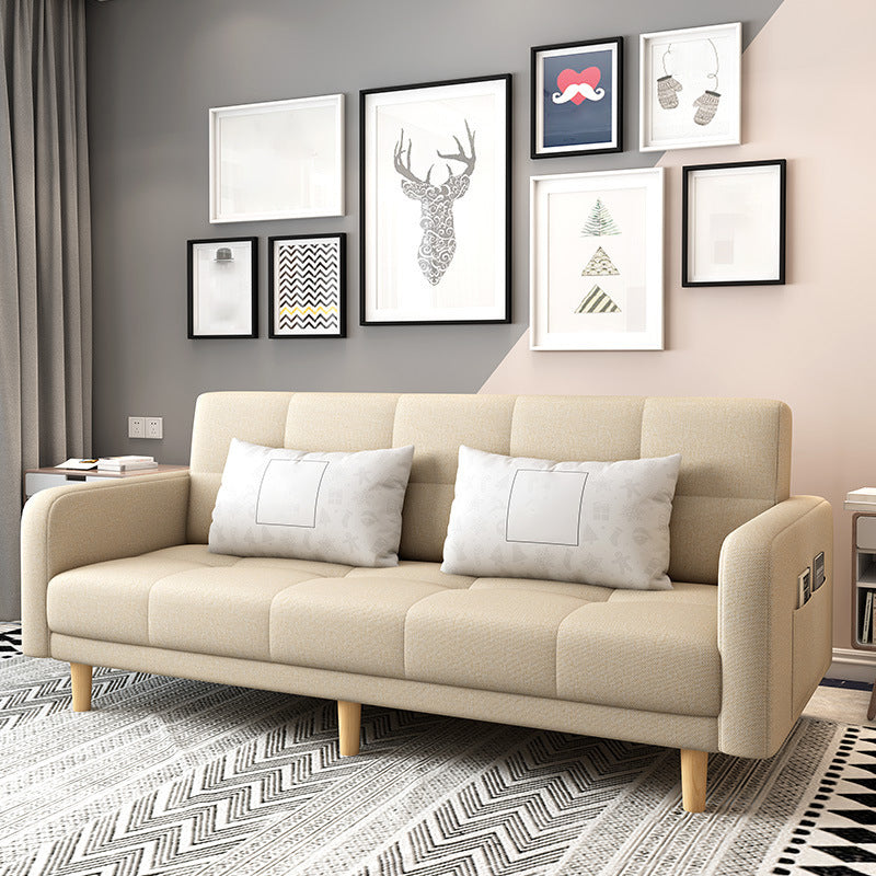 Modern Square Arm Sofa Convertible Wood Legs Biscuit Back Sofa Off-White Clearhalo 'Furniture' 'furniture_sofas' 'kitchen' 'kitchen_sofas' 'Living Room Furniture' 'Sofa' 'sofas' 4657579