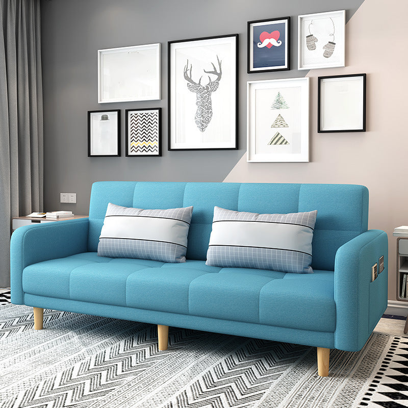 Modern Square Arm Sofa Convertible Wood Legs Biscuit Back Sofa Lake Blue Clearhalo 'Furniture' 'furniture_sofas' 'kitchen' 'kitchen_sofas' 'Living Room Furniture' 'Sofa' 'sofas' 4657587