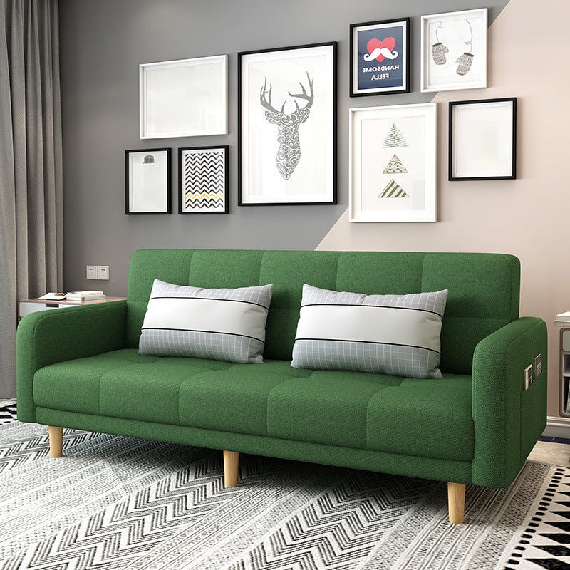 Modern Square Arm Sofa Convertible Wood Legs Biscuit Back Sofa Dark Green Clearhalo 'Furniture' 'furniture_sofas' 'kitchen' 'kitchen_sofas' 'Living Room Furniture' 'Sofa' 'sofas' 4657590