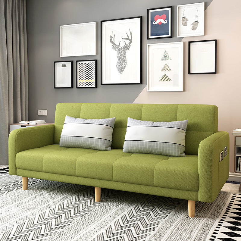 Modern Square Arm Sofa Convertible Wood Legs Biscuit Back Sofa Olive Green Clearhalo 'Furniture' 'furniture_sofas' 'kitchen' 'kitchen_sofas' 'Living Room Furniture' 'Sofa' 'sofas' 4657597