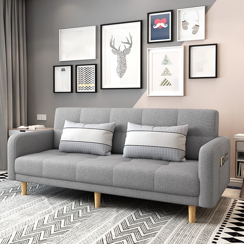 Modern Square Arm Sofa Convertible Wood Legs Biscuit Back Sofa Light Gray Clearhalo 'Furniture' 'furniture_sofas' 'kitchen' 'kitchen_sofas' 'Living Room Furniture' 'Sofa' 'sofas' 4657598
