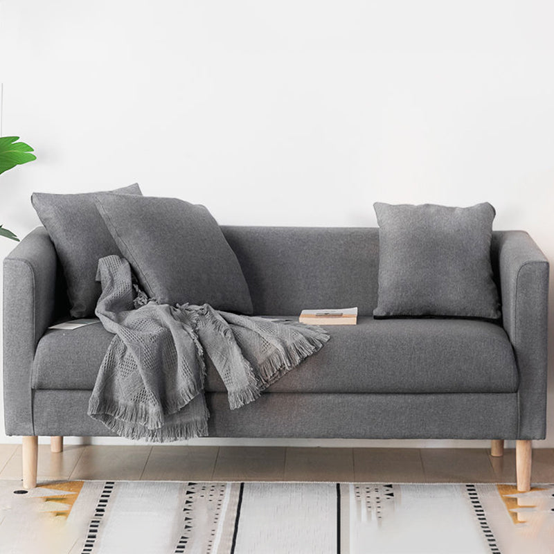 Sofa with 3 Pillows 3 Seater Polish Finish Seating for Bonus Room Dark Gray 24"H x 71"L x 24"W Clearhalo 'Furniture' 'furniture_sofas' 'kitchen' 'kitchen_sofas' 'Living Room Furniture' 'Sofa' 'sofas' 4657605