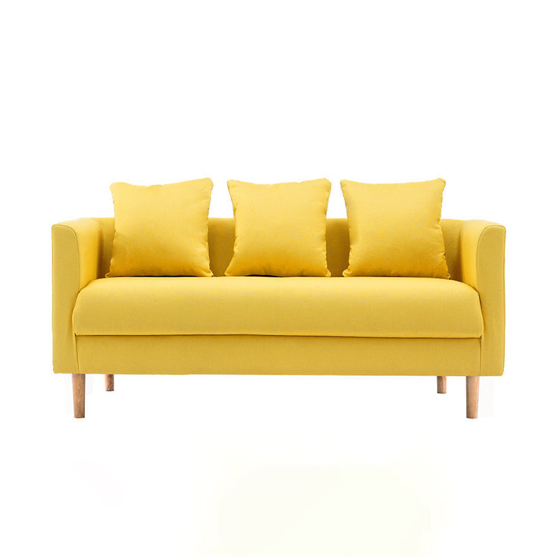 Sofa with 3 Pillows 3 Seater Polish Finish Seating for Bonus Room Yellow Clearhalo 'Furniture' 'furniture_sofas' 'kitchen' 'kitchen_sofas' 'Living Room Furniture' 'Sofa' 'sofas' 4657611