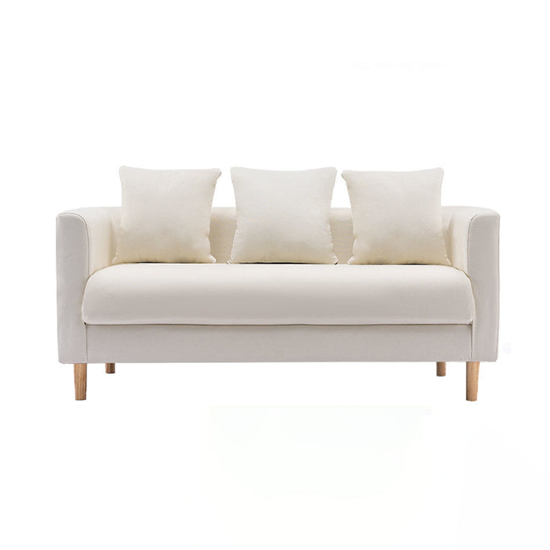 Sofa with 3 Pillows 3 Seater Polish Finish Seating for Bonus Room Off-White Clearhalo 'Furniture' 'furniture_sofas' 'kitchen' 'kitchen_sofas' 'Living Room Furniture' 'Sofa' 'sofas' 4657613
