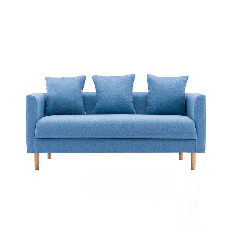 Sofa with 3 Pillows 3 Seater Polish Finish Seating for Bonus Room Blue Clearhalo 'Furniture' 'furniture_sofas' 'kitchen' 'kitchen_sofas' 'Living Room Furniture' 'Sofa' 'sofas' 4657616