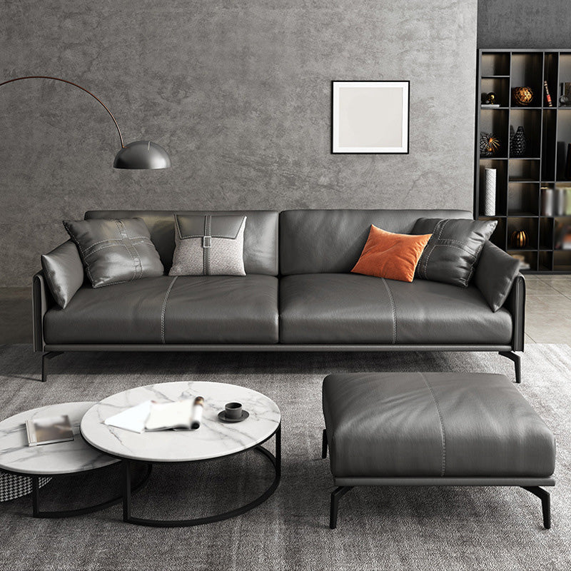 Modern Style Cushioned Armrest Padded Leather & Imitation Leather Sofa Clearhalo 'furn' 'furn_sofas' 'Furniture' 'furniture_sofas' 'kitchen' 'kitchen_sofas' 'Living Room Furniture' 'Sofa' 'sofas' 4657631