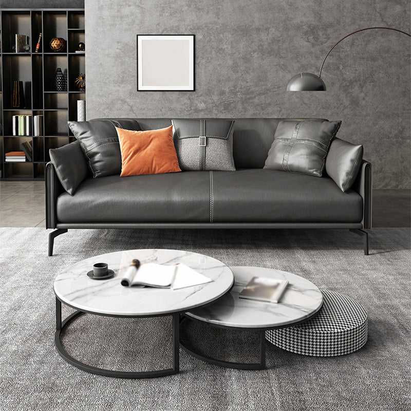 Modern Style Cushioned Armrest Padded Leather & Imitation Leather Sofa 61"L x 33.5"W x 33.5"H Clearhalo 'furn' 'furn_sofas' 'Furniture' 'furniture_sofas' 'kitchen' 'kitchen_sofas' 'Living Room Furniture' 'Sofa' 'sofas' 4657635