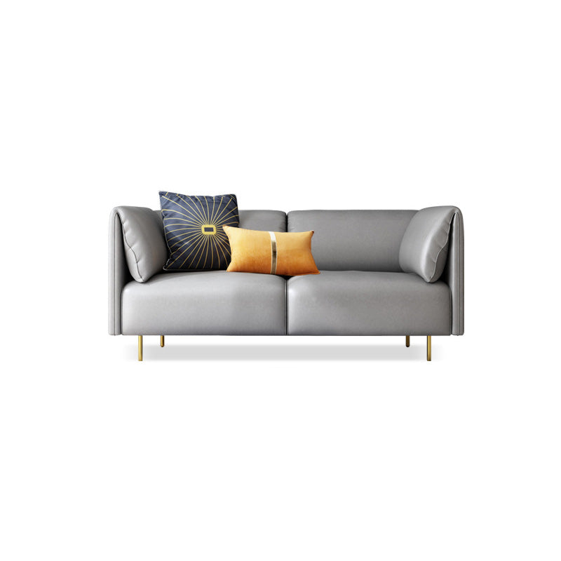 Pillow Top Arm Sofa Modernism Faux Leather 28.35-In High Sofa 59"L x 33.5"W x 28"H Grey Clearhalo 'furn' 'furn_sofas' 'Furniture' 'furniture_sofas' 'kitchen' 'kitchen_sofas' 'Living Room Furniture' 'Sofa' 'sofas' 4657658