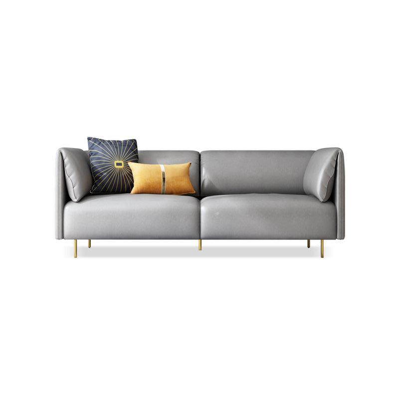 Pillow Top Arm Sofa Modernism Faux Leather 28.35-In High Sofa 81"L x 33.5"W x 28"H Grey Clearhalo 'furn' 'furn_sofas' 'Furniture' 'furniture_sofas' 'kitchen' 'kitchen_sofas' 'Living Room Furniture' 'Sofa' 'sofas' 4657661