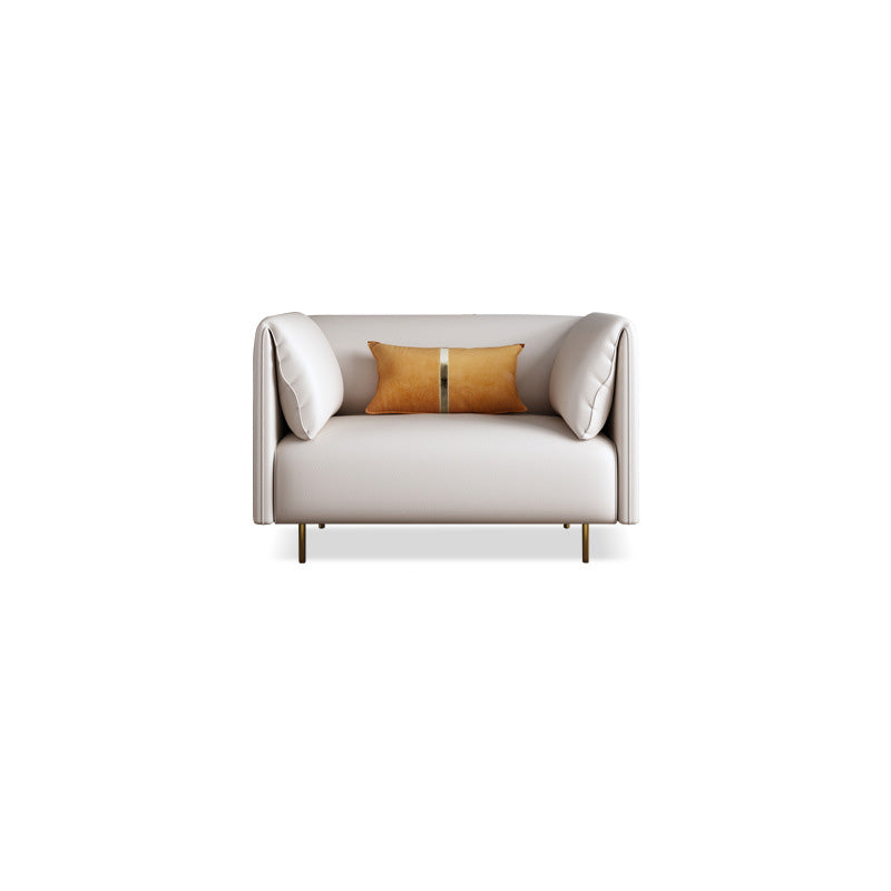 Pillow Top Arm Sofa Modernism Faux Leather 28.35-In High Sofa 37"L x 33.5"W x 28"H Off-White Clearhalo 'furn' 'furn_sofas' 'Furniture' 'furniture_sofas' 'kitchen' 'kitchen_sofas' 'Living Room Furniture' 'Sofa' 'sofas' 4657666