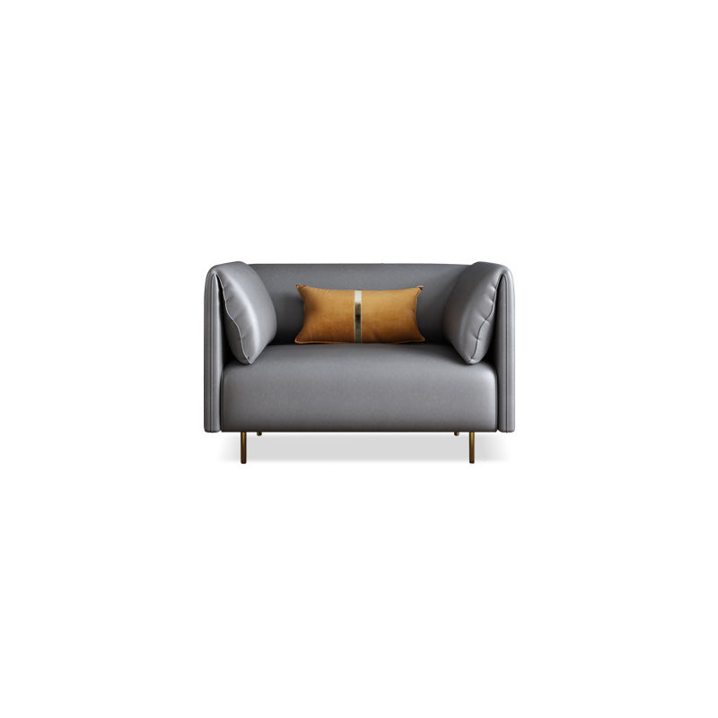 Pillow Top Arm Sofa Modernism Faux Leather 28.35-In High Sofa 37"L x 33.5"W x 28"H Grey Clearhalo 'furn' 'furn_sofas' 'Furniture' 'furniture_sofas' 'kitchen' 'kitchen_sofas' 'Living Room Furniture' 'Sofa' 'sofas' 4657670