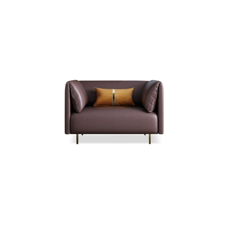 Pillow Top Arm Sofa Modernism Faux Leather 28.35-In High Sofa 37"L x 33.5"W x 28"H Coffee Clearhalo 'furn' 'furn_sofas' 'Furniture' 'furniture_sofas' 'kitchen' 'kitchen_sofas' 'Living Room Furniture' 'Sofa' 'sofas' 4657671