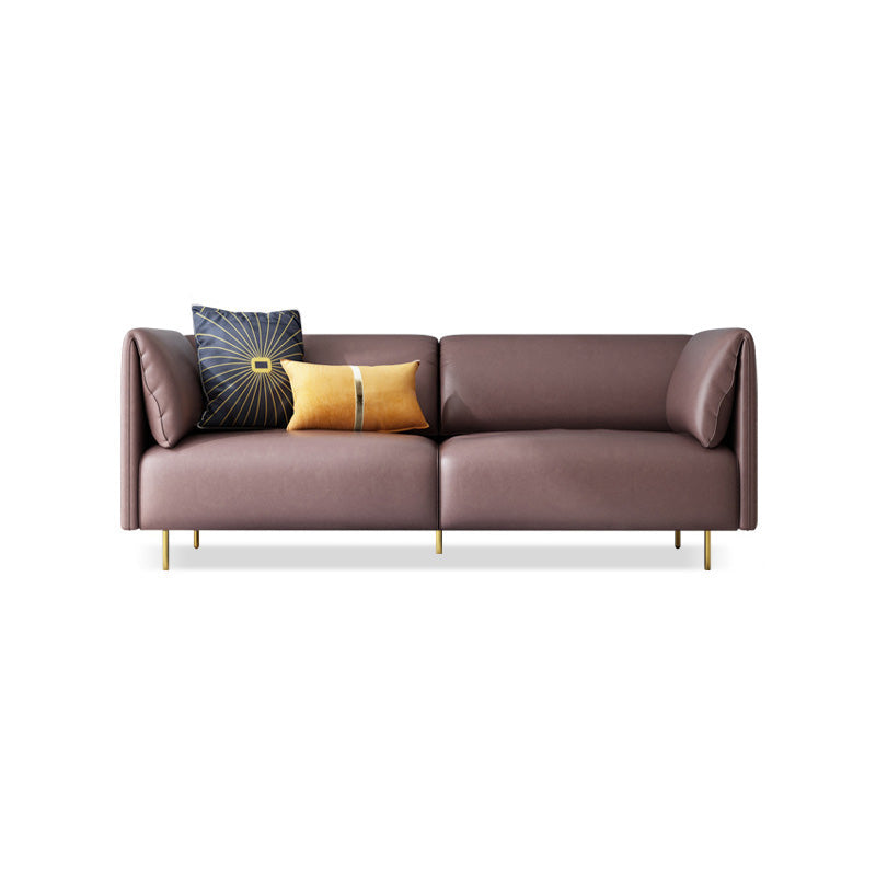 Pillow Top Arm Sofa Modernism Faux Leather 28.35-In High Sofa 81"L x 33.5"W x 28"H Coffee Clearhalo 'furn' 'furn_sofas' 'Furniture' 'furniture_sofas' 'kitchen' 'kitchen_sofas' 'Living Room Furniture' 'Sofa' 'sofas' 4657673