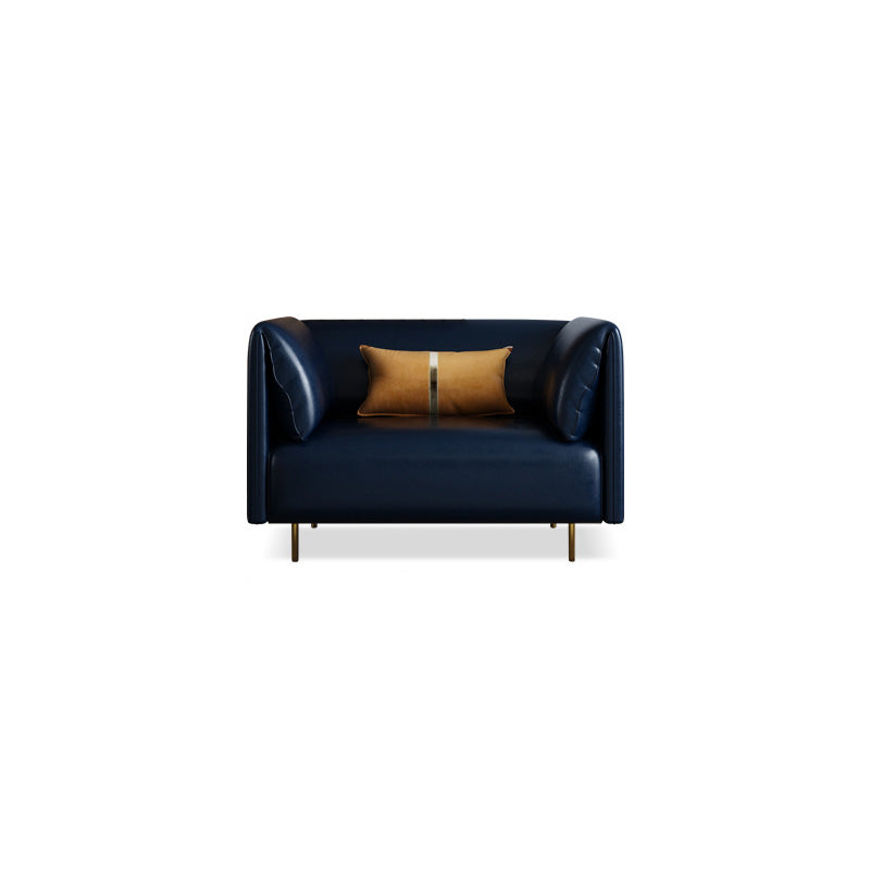 Pillow Top Arm Sofa Modernism Faux Leather 28.35-In High Sofa 37"L x 33.5"W x 28"H Dark Blue Clearhalo 'furn' 'furn_sofas' 'Furniture' 'furniture_sofas' 'kitchen' 'kitchen_sofas' 'Living Room Furniture' 'Sofa' 'sofas' 4657676