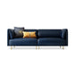 Pillow Top Arm Sofa Modernism Faux Leather 28.35-In High Sofa 96.5"L x 33.5"W x 28"H Dark Blue Clearhalo 'furn' 'furn_sofas' 'Furniture' 'furniture_sofas' 'kitchen' 'kitchen_sofas' 'Living Room Furniture' 'Sofa' 'sofas' 4657682