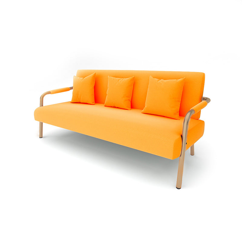 Modern Macaroon Velvet Sofa Tuxedo Arm Standard Tight Back Sofa Orange Clearhalo 'furn' 'furn_sofas' 'Furniture' 'furniture_sofas' 'kitchen' 'kitchen_sofas' 'Living Room Furniture' 'Sofa' 'sofas' 4657707