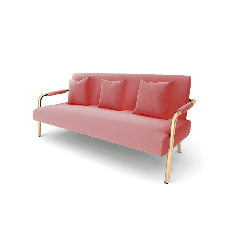Modern Macaroon Velvet Sofa Tuxedo Arm Standard Tight Back Sofa Rose Pink Clearhalo 'furn' 'furn_sofas' 'Furniture' 'furniture_sofas' 'kitchen' 'kitchen_sofas' 'Living Room Furniture' 'Sofa' 'sofas' 4657710