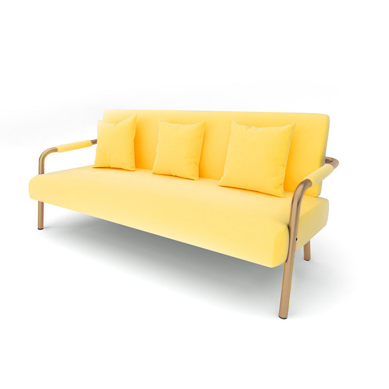 Modern Macaroon Velvet Sofa Tuxedo Arm Standard Tight Back Sofa Yellow Clearhalo 'furn' 'furn_sofas' 'Furniture' 'furniture_sofas' 'kitchen' 'kitchen_sofas' 'Living Room Furniture' 'Sofa' 'sofas' 4657712