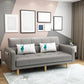 Biscuit Back Square Arm Modern Sleeper with Foldable Convertible Sleeper Silver Gray Faux Leather Clearhalo 'furn' 'furn_sofas' 'Furniture' 'furniture_sofas' 'kitchen' 'kitchen_sofas' 'Living Room Furniture' 'Sofa' 'sofas' 4657745
