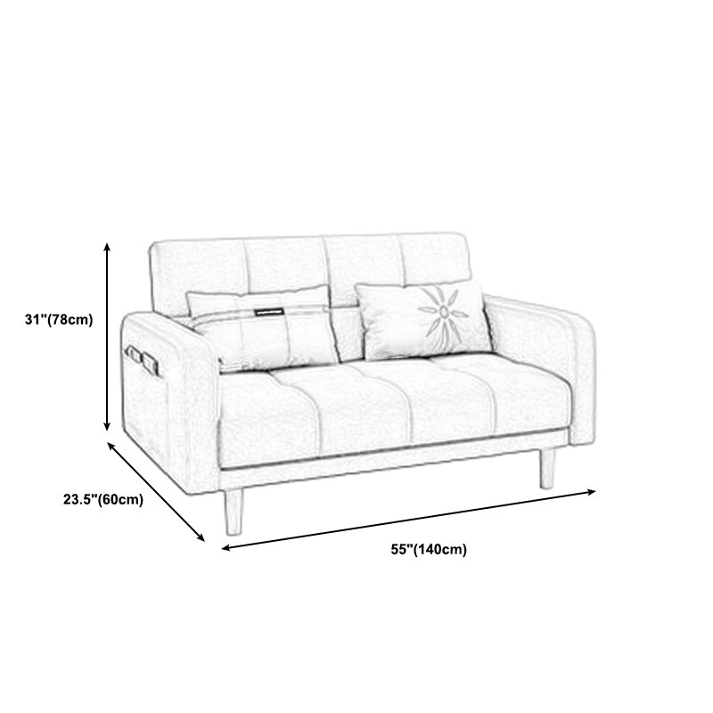 Biscuit Back Square Arm Modern Sleeper with Foldable Convertible Sleeper Clearhalo 'furn' 'furn_sofas' 'Furniture' 'furniture_sofas' 'kitchen' 'kitchen_sofas' 'Living Room Furniture' 'Sofa' 'sofas' 4657749